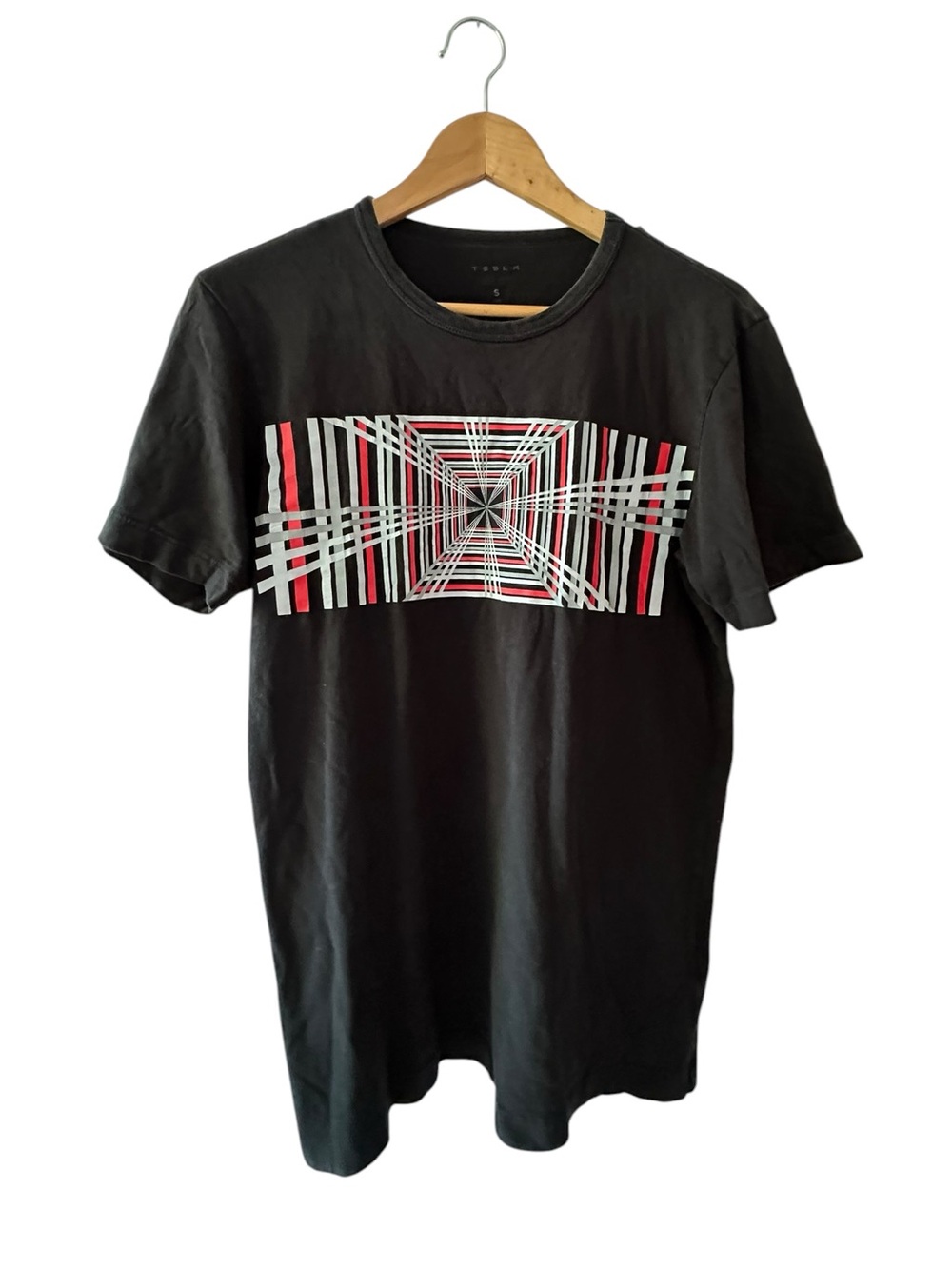 Official Tesla Plaid Mode T-Shirt Men's S Optical Illusion Graphic Made in Peru
